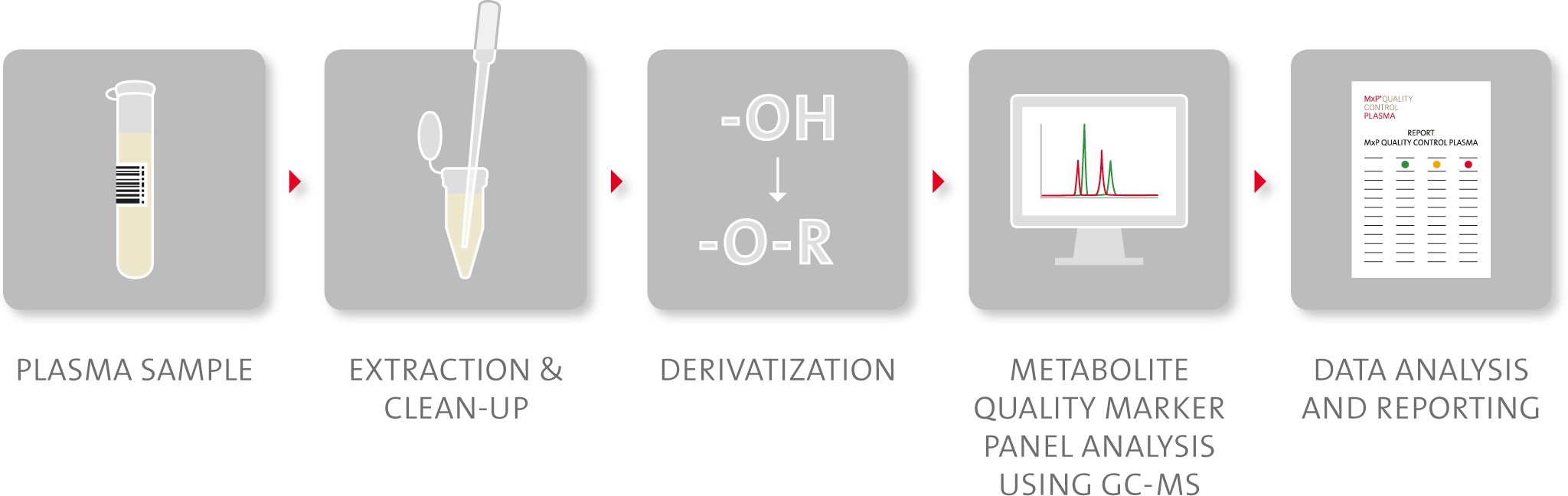 Schematic representation of MxP® Quality
        Control Plasma workflow