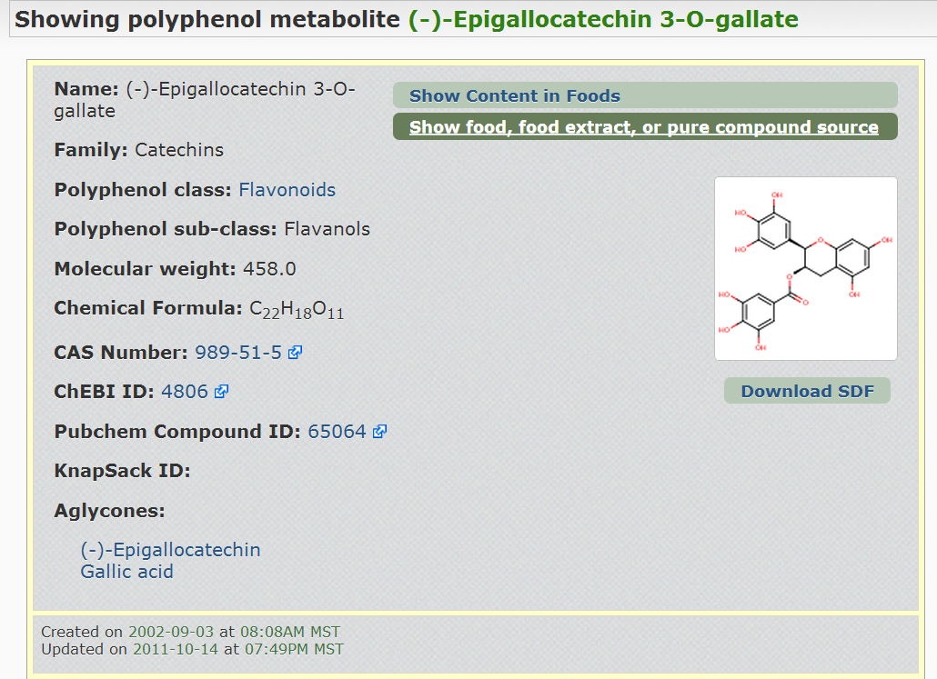 Screenshot of the Phenol-Explorer database showing the
        structure of a metabolite formed upon tea ingestion